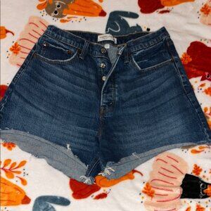 Abercrombie & Fitch Curve Love Blue Jean Shorts High-Waisted Cuffed